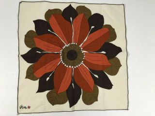 4 Vintage Vera Neumann Ladybug Logo Cloth Napkins Mid - Century Flower Brown 18x19