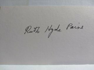 Ruth Hyde Paine Authentic Hand Signed Index Card - John F Kennedy Assassination