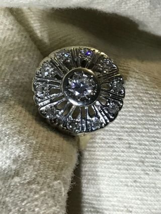 Antique Vintage Old Art Deco 14k Gold 11 Diamond Ring Gorgeous Jewelry Not Scrap
