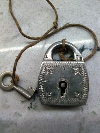 Antique/vintage Lock And Key Set,  Small 1 " X 1 - 1/2 " Charm Size.