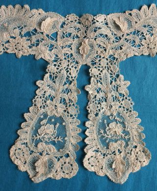 Antique Brussels Duchesse And Point De Gaze Lace Stand Collar