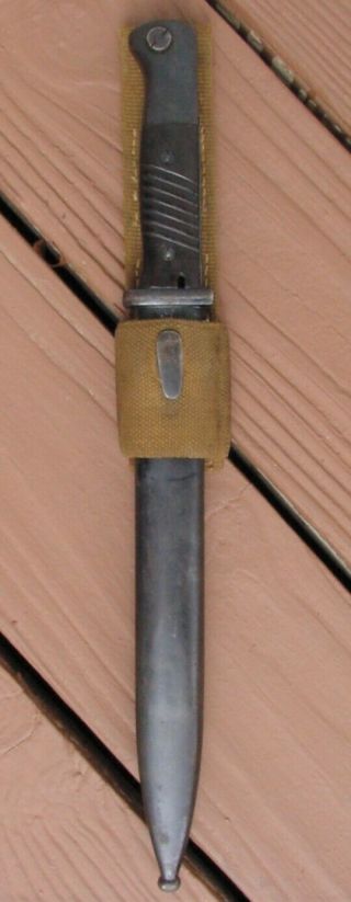 Wwii German K98 Combat Bayonet Matching 1940 W/tropical Canvas Frog Nr