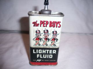 Pep Boys 1934 Led Top Lighter Fluid Fuel Tin Can Handy Oiler Very Rare Great
