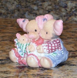 1994 Enesco This Little Piggy Makes Three Newborn/family Figurine 130931 Pigs