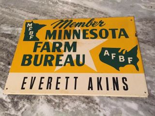 Vintage Minnesota Farm Bureau Federation Member Metal Sign Feed Seed