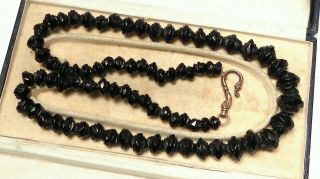 Stunning Antique Georgian Gold Clasp Hand Carved Whitby Jet Elegant Necklace