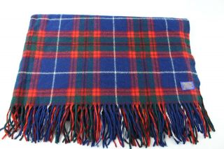 Pendleton Virgin Wool Throw Blanket Blue Red Green Plaid 68 " X 52 " Made In Usa