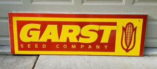 Vtg Garst Seed Company Huge 72 " X 23 " Metal Sign Advertising Corn Farm Country