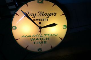 VINTAGE HAMILTON WATCH ADVERTISING STORE LIGHT UP PAM WALL CLOCK JEWELERS 2