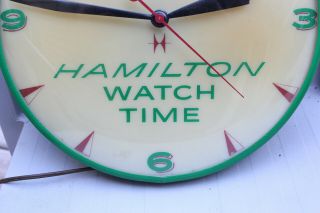 VINTAGE HAMILTON WATCH ADVERTISING STORE LIGHT UP PAM WALL CLOCK JEWELERS 3