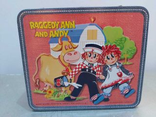 Vintage Raggedy Ann And Andy 1973 Kids Lunch Box Matel Aladdin’s.  Usa