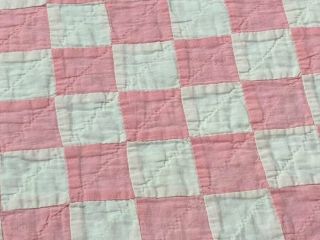 County Cottage c 30s Pink Checkerboard QUILT Table Doll 19 x 15 Vintage 3