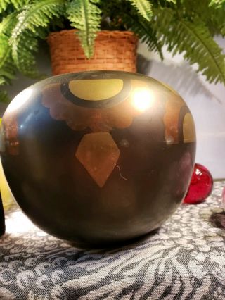Vintage Brass & Copper Tricolor Round Vase Made In India Large 2