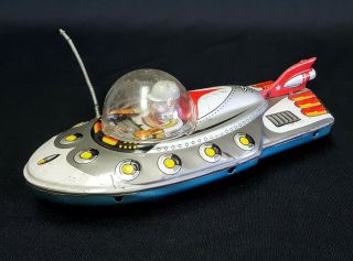 Atc Japan Space Patrol Car W/radio Operator Vintage Tin Friction Toy - Spaceship