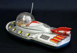 ATC Japan SPACE PATROL CAR w/RADIO OPERATOR Vintage Tin Friction Toy - Spaceship 3