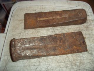 2 Vintage Log Splitters 3 Lb.  Us02 7 - 1/2 " X2 " & 5 Lb 8 " X2 - 1/4 " No Mark Wedge Maul