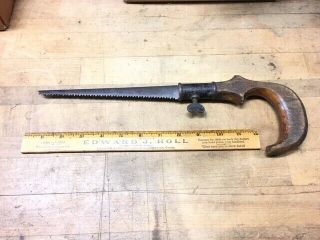 Rare Antique Vintage Key Hole Style Wood Handle Hand Saw - Usa Carpenter Tool