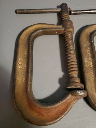 2 vintage Wilton C - clamps marked 404 Schiller Park ILL. 2