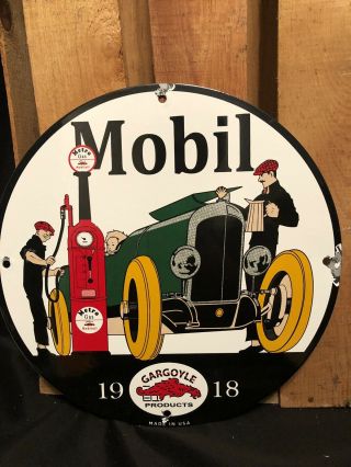 Vintage Mobil Gasoline Porcelain Gas Oil Gargoyl Service Station Pump Plate Sign