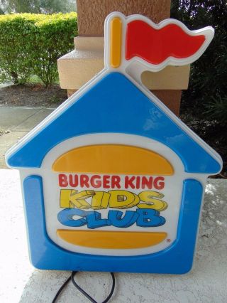 Vintage Burger King Kids Club Lighted Sign Rare