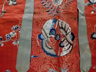 ANTIQUE 19TH CENTURY CHINESE SILK EMBROIDERED APRON,  INSECTS / FLOWERS 2