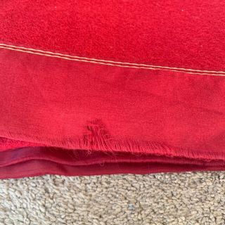 Vintage Cannon Red All Wool Leaksville Satin Edge Blanket Full 70x 88 