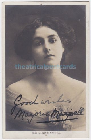 Stage Actress,  Dancer,  Singer Marjorie Maxwell.  Signed Postcard