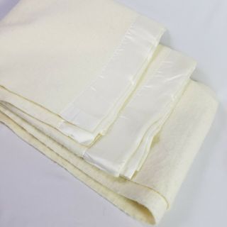 Vintage Chatham Blanket Cream Acrylic Ivory Ribbon Edge Twin 90 X 66 Usa