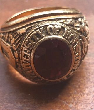 Vintage University Of Houston Class Ring 1963 10k Yellow Gold Size 10