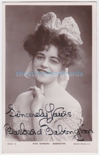 Music Hall.  Stage Actress And Comedienne Barbara Babington.  Signed Postcard