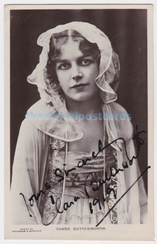 Stage Actress,  Opera Singer Clara Butterworth.  The Lilac Domino.  Signed Postcard
