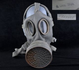 Ww2 German 1936 Draeger Luftschutz Gas Mask Filter Marked Excell Wwii