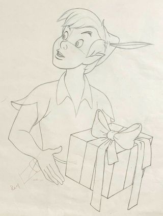1953 Rare Walt Disney Peter Pan Large Production Animation Drawing Cel