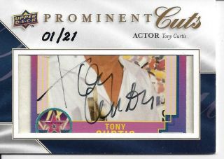 2009 Upper Deck Prominent Cuts Tony Curtis Autographed Card 1/21 Psa/dna