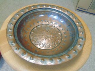 Antique Arts & Crafts Hand Stamped & Hammered Copper Bowl