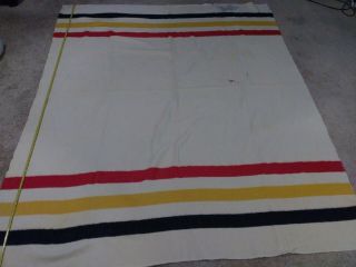 Vtg Faribault Blanket Stripes 86x72 Wool Cowboy Western Usa