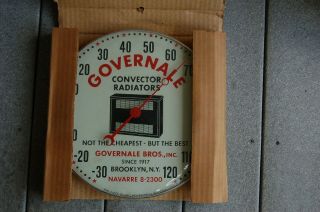 Vintage Governale Radiators Pam Clock Co Thermometer Sign Old Stock Nos