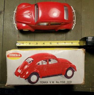 Vntg Tonka Vw No 1158 Red Volkawagen Beetle Car Pressed Steel Toy 52680 W Box