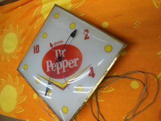 1964 Dr.  Pepper 10 - 2 - 4 Lighted Pam Clock with Chevron Logo 2