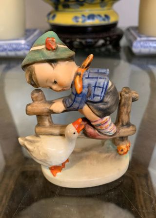 Hummel Figurine Barnyard Hero 195 2/0 Tm6 Boy Goose