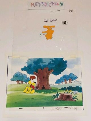 Garfield and Odie production cel ' s signed by Jim Davis w/COA 2 cel setup 3
