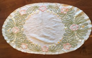 Arts & Crafts Mission Embroidered Linen Table Runner