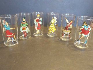 Vtg Risque Peek A Boo Naked Pin Up Girl Peep Show Drinking Glasses Bar Ware Set