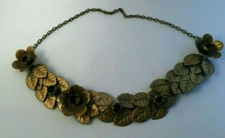 Vintage Metal Brass Gold Tone Flower W/leaves Wall Hanging 11 " Across