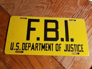 F.  B.  I.  U.  S.  Department Of Justice Porcelain License Plate Sign Government Prop