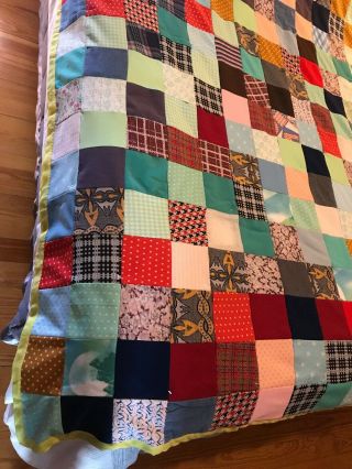 Vintage Charming Handmade Patchwork Multi - Colored Quilt 3x4 