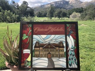 Chateau Ste.  Michelle Vineyard Winery Stain Glass Look Advertising Sign 37 X 30 "