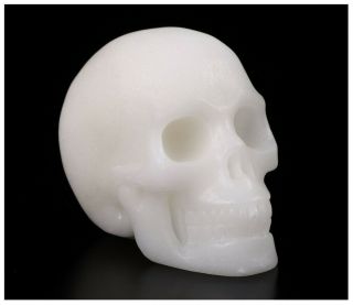 2.  0 " White Jade Carved Crystal Skull,  Realistic,  Crystal Healing 942