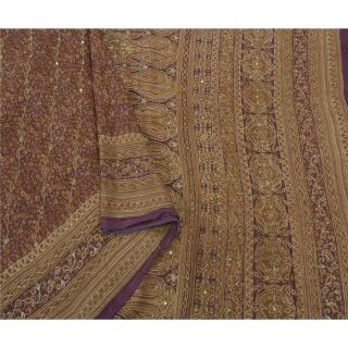 Tcw Antique Vintage Saree Pure Silk Hand Beaded Fabric Premium 5yd Sari