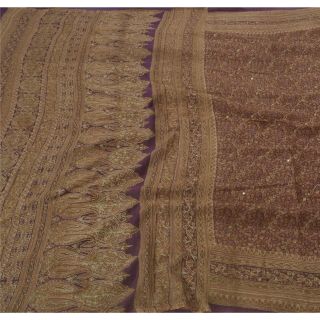 Tcw Antique Vintage Saree Pure Silk Hand Beaded Fabric Premium 5Yd Sari 2